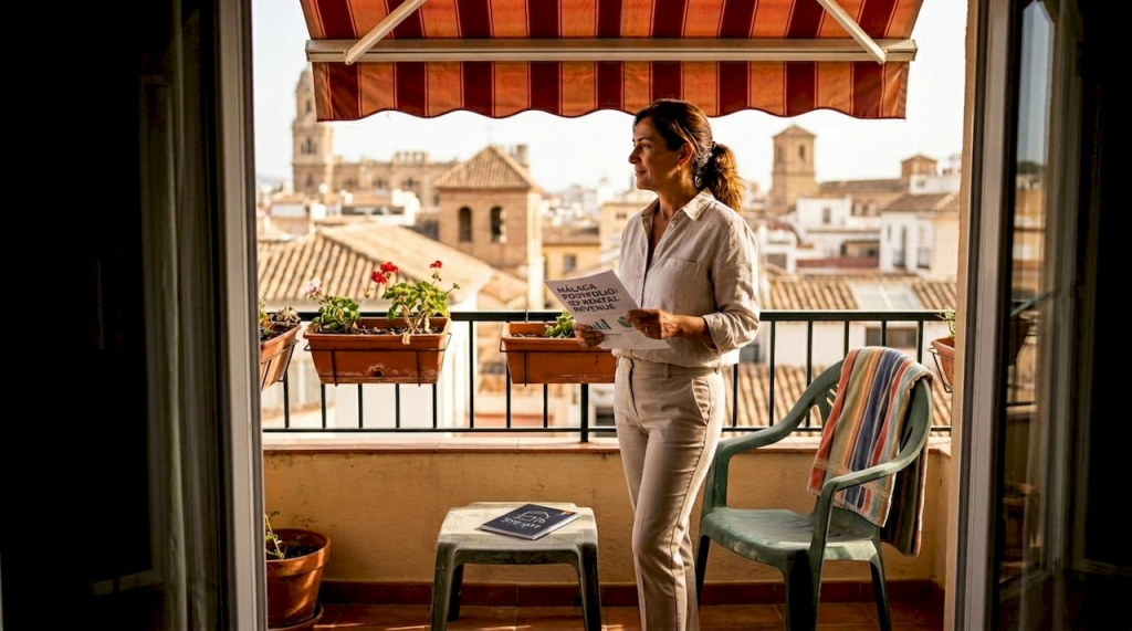Investor reviewing rental report in Málaga apartment