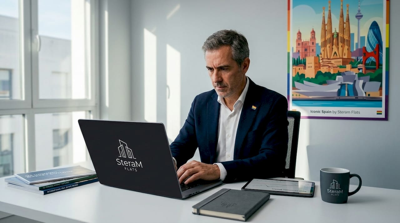 Consultant reviewing Spanish property investment listings