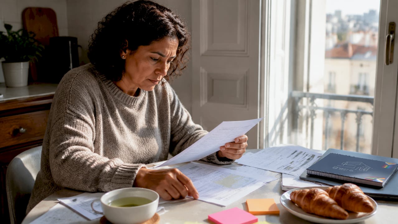 Property owner reviewing Spanish tax documents