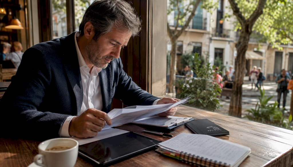 Man reviewing property management alternatives at home