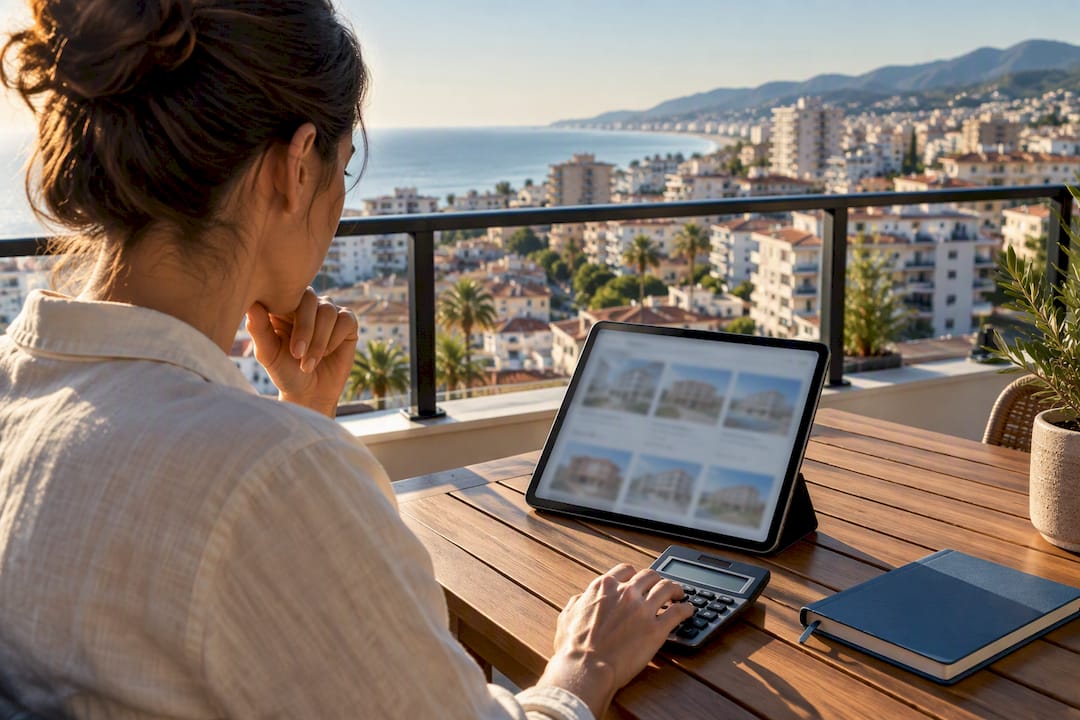 Buyer comparing Torremolinos property listings